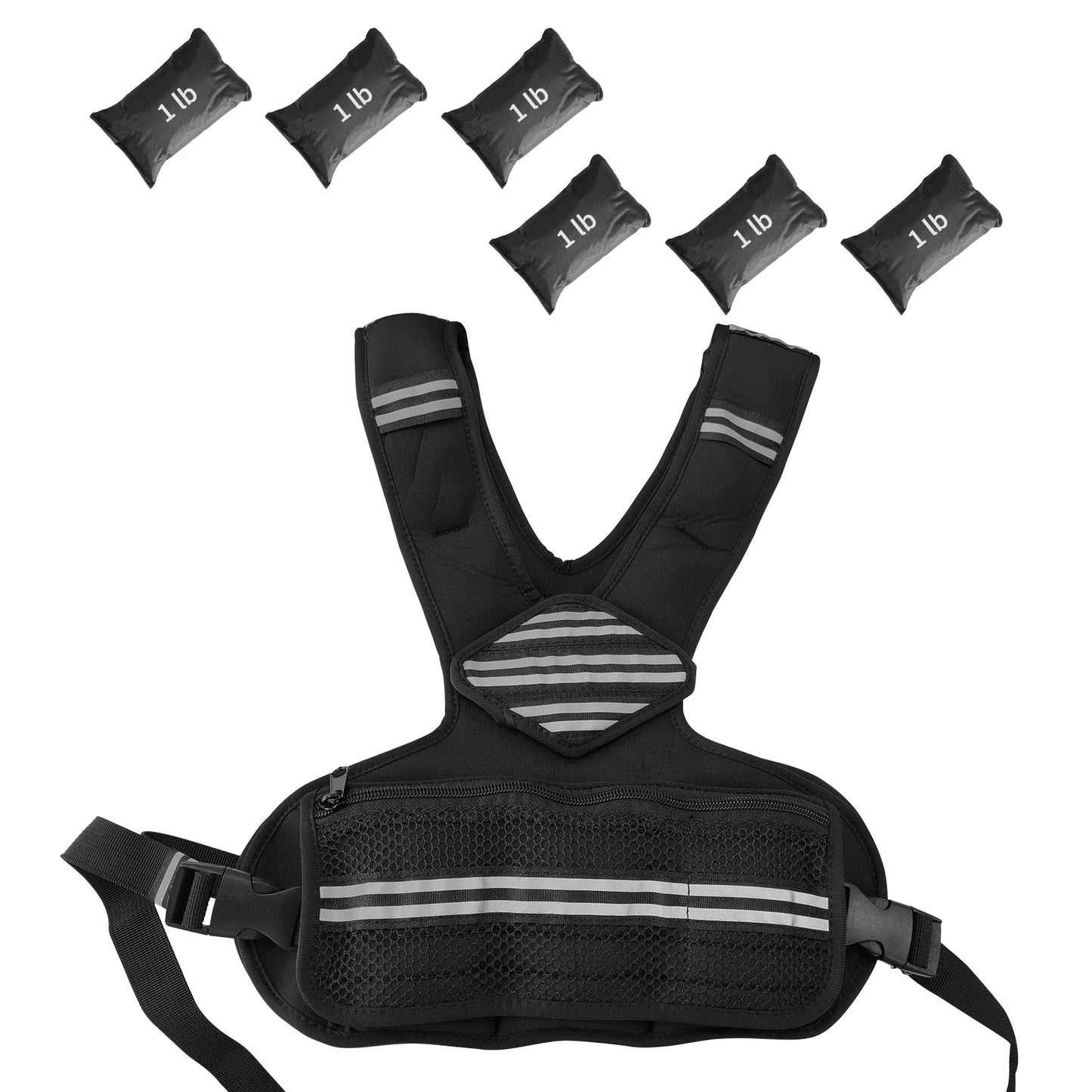 Adjustable Neoprene Weighted Vest Workout Weight Vest w/Reflective Strips&Pockets for Men/Women Running Walking Gym & Training