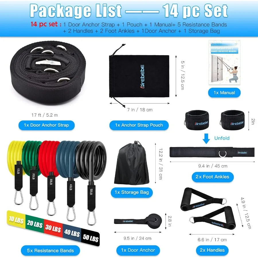 Door Anchor Strap for Resistance Bands Exercises, Multi Point Anchor Gym Attachment for Home Fitness, Portable Door Band Resista