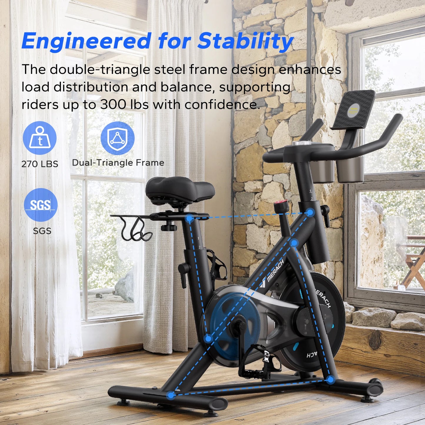 Merach Magnetic Indoor Exercise Bike With App And Low Noise