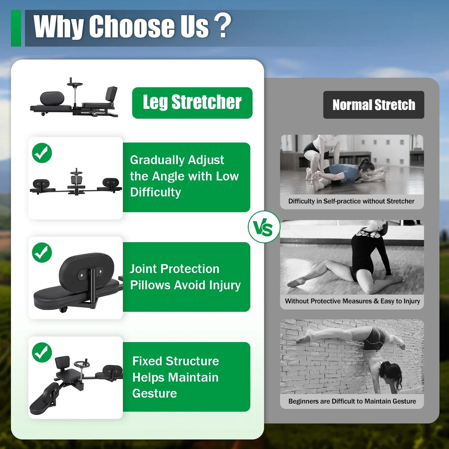 Leg Stretcher, 3 Bar Leg Spreader, Heavy Duty Leg Split Machine for Leg Stretching, Leg Press Machine Flexibility