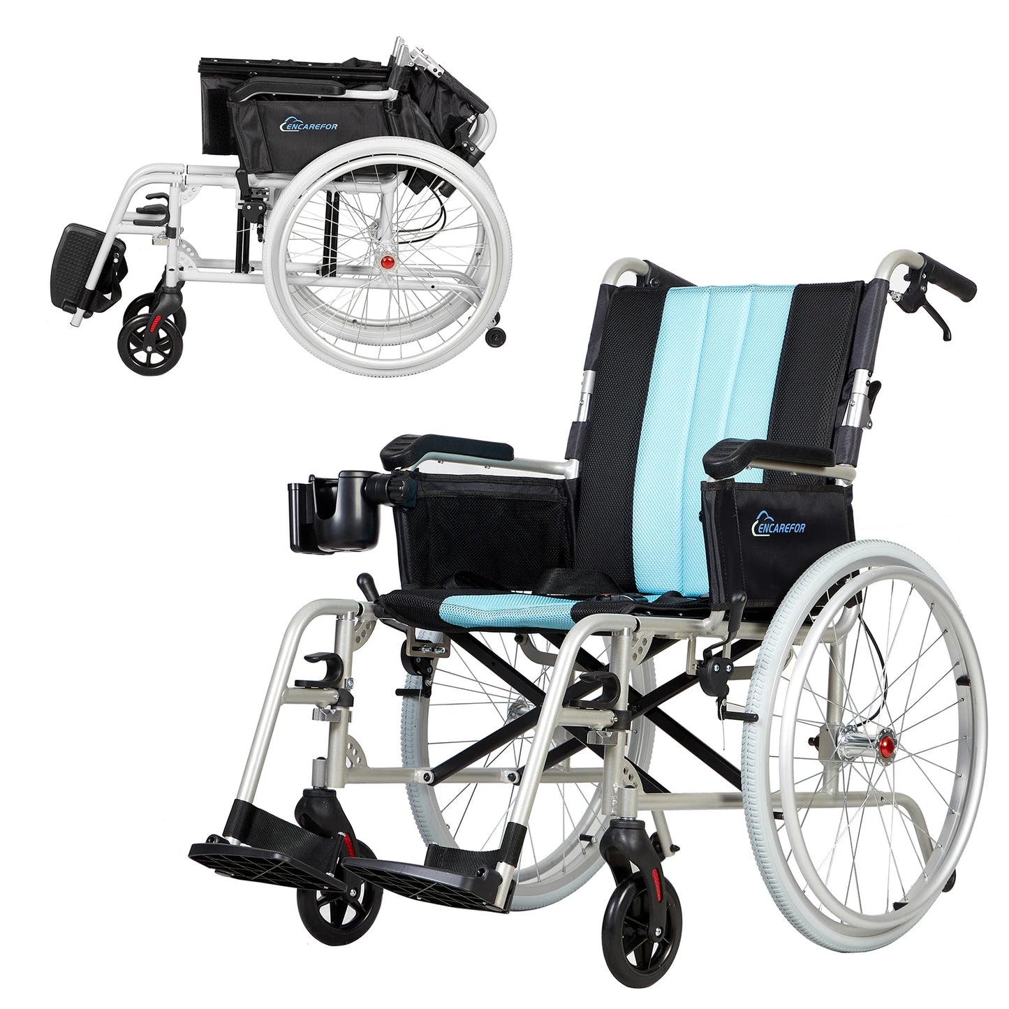 YUXIN Magnesium Ultra Lightweight Foldable Self Propelled Wheelchair