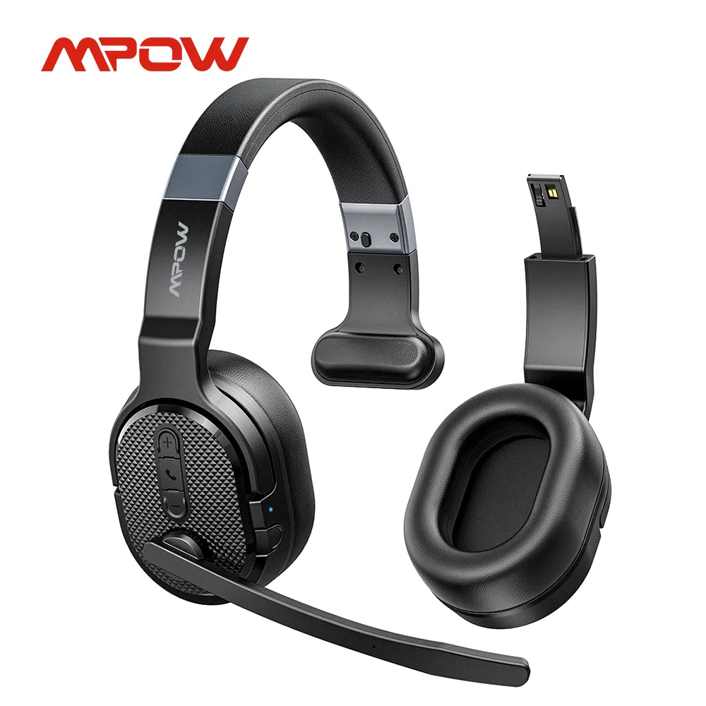 MPOW E65 2in1 Wireless Headphones Bluetooth 5.3 Office Headset