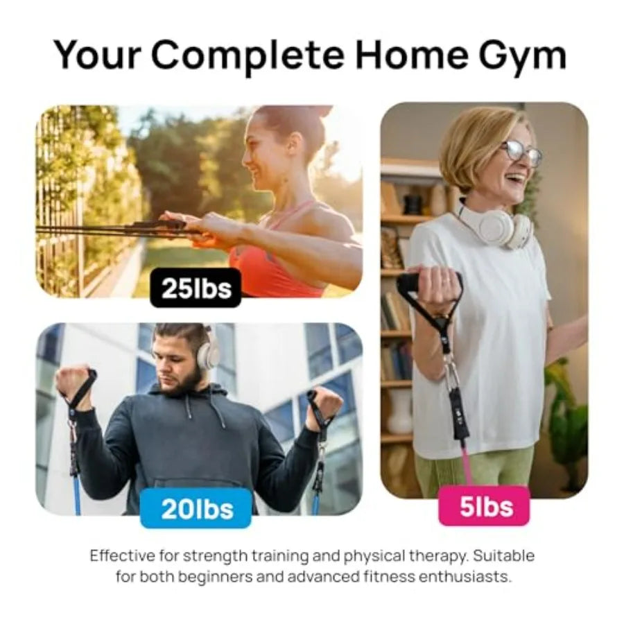 Resistance Band Set, 150 LBS Stackable Workout Bands for Strength Training, Yoga, Pilates, and Full Body Workout, Includes Door
