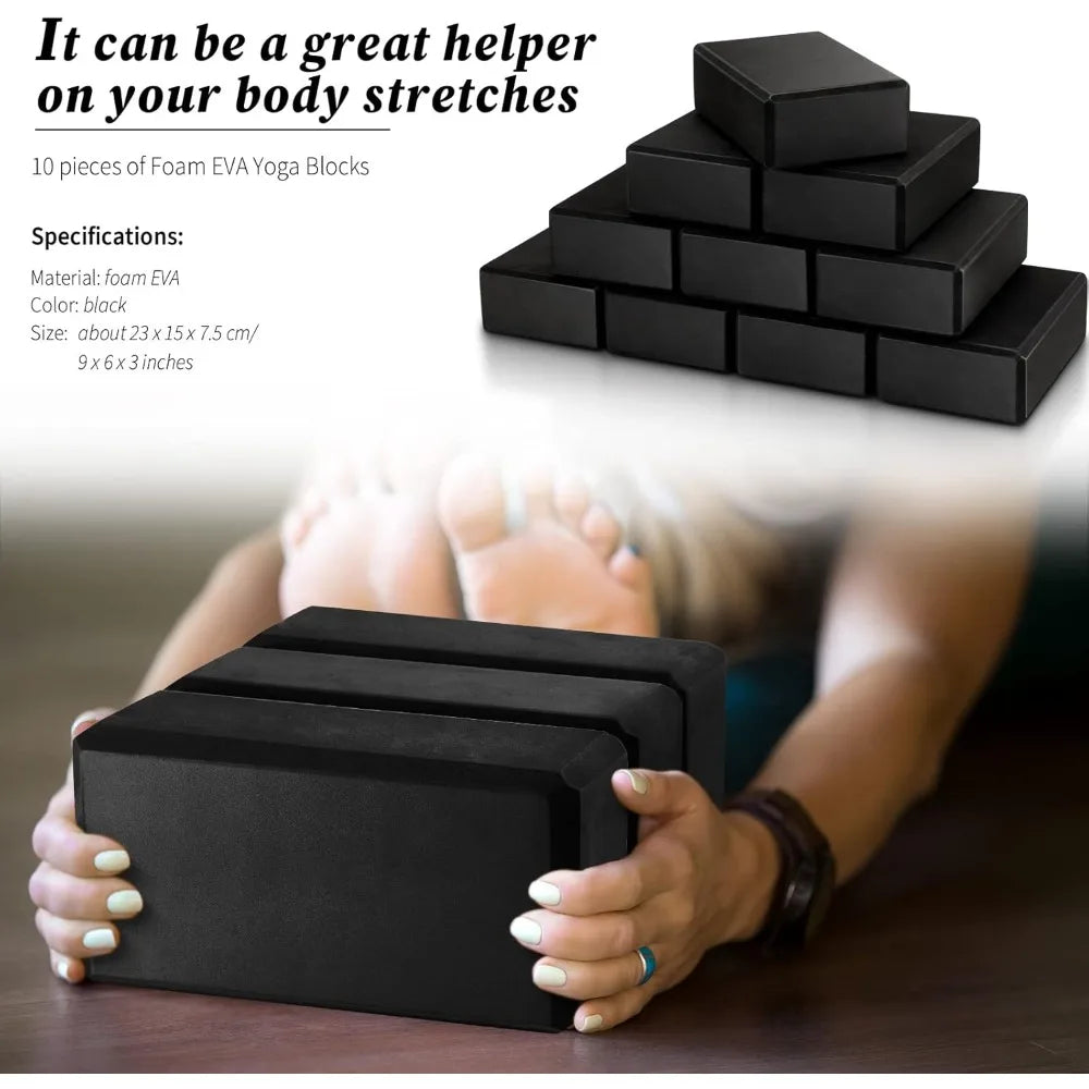 10 Pcs Foam EVA Yoga Blocks Lightweight Non Slip Supportive Yoga Bricks for Pilates Stretching and Meditation