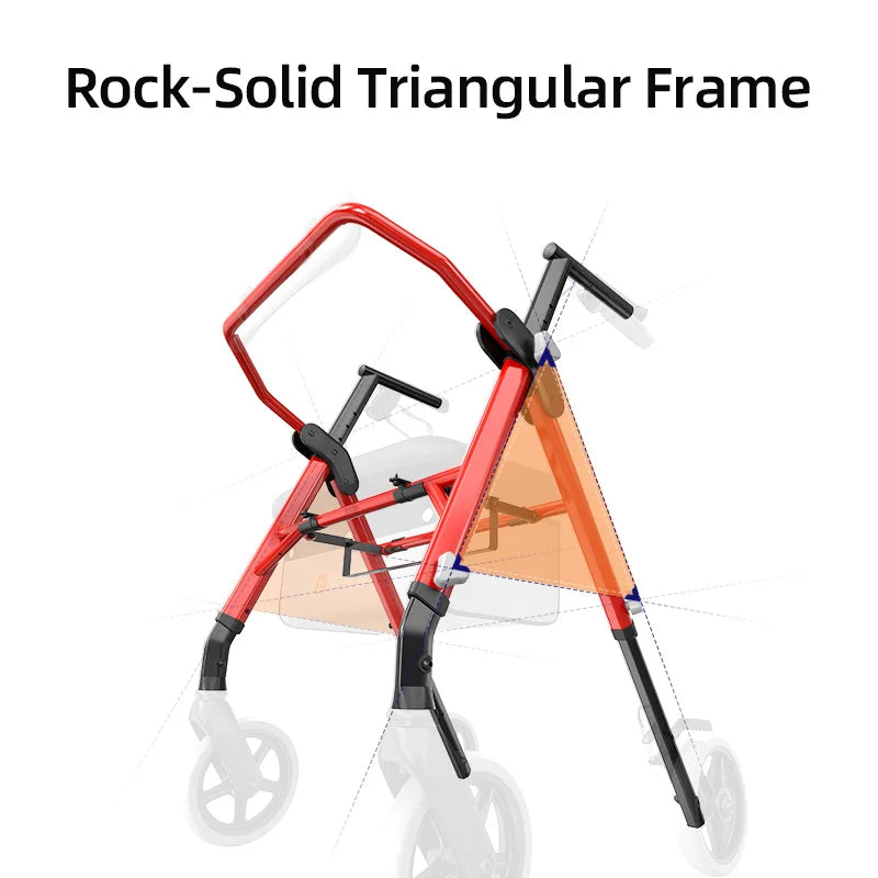 Maidesite Rollator Walker With Seat And Ergo Backrest