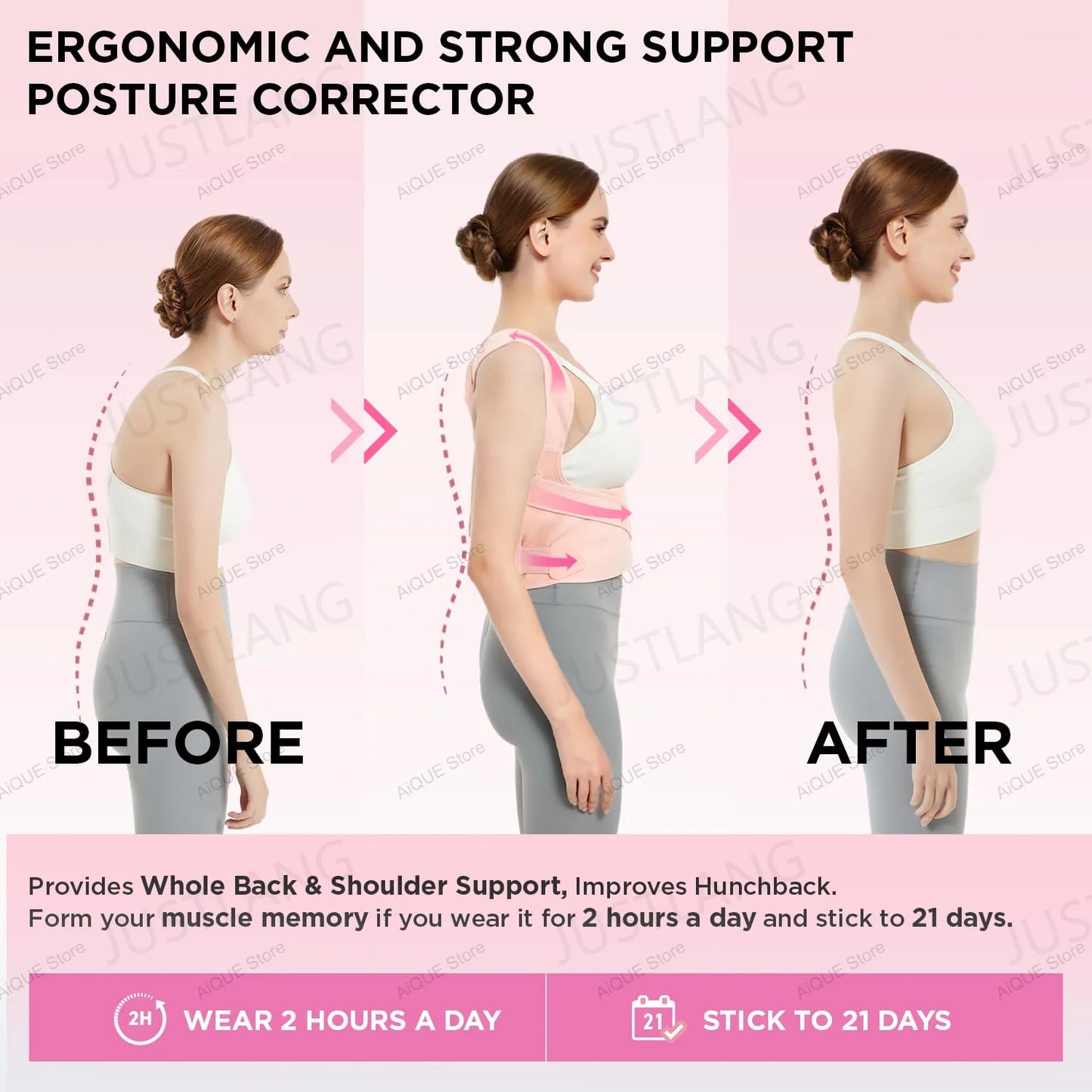 Posture Corrector Adjustable Back Support Belt Spine Alignment Unisex