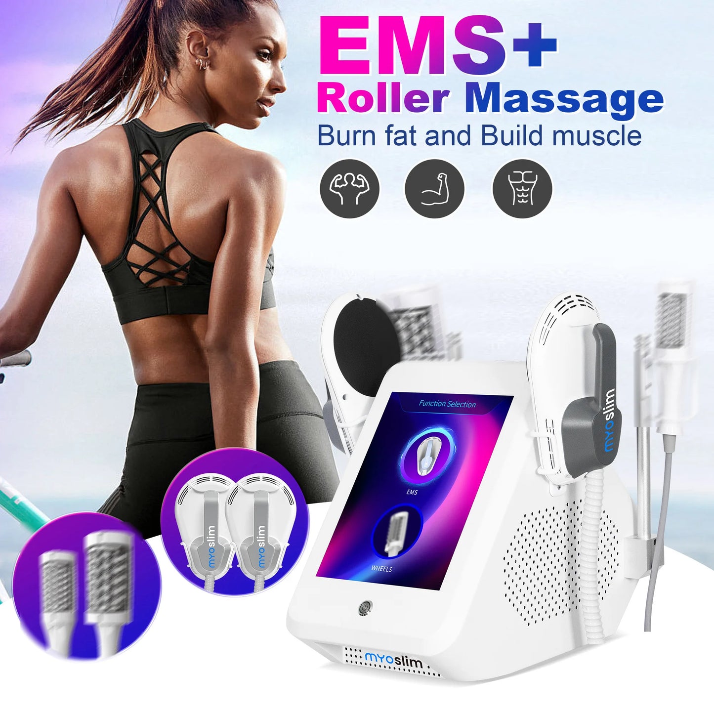 Myoslim 6500W Roller Body Massage Muscle Energy Weight Loss Machine Hi Ems Equipment Accessories Best Device Weigh Lose RF EMT