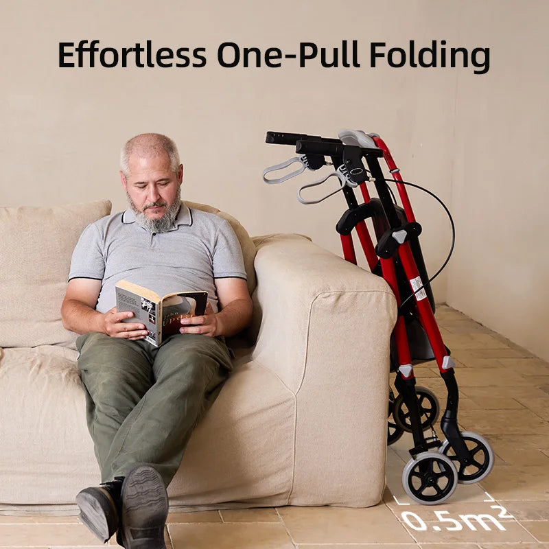 Maidesite Rollator Walker With Seat And Ergo Backrest