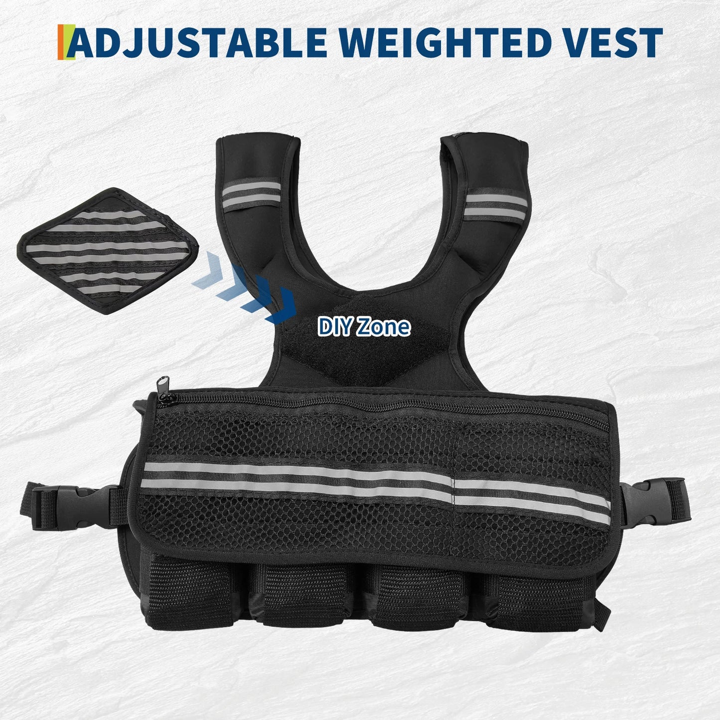 Adjustable Neoprene Weighted Vest Workout Weight Vest w/Reflective Strips&Pockets for Men/Women Running Walking Gym & Training