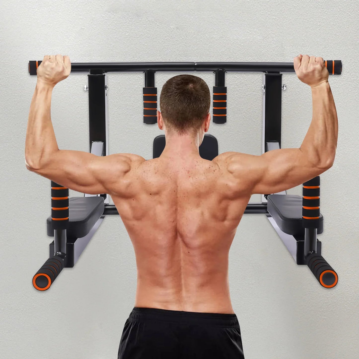 Wall Mounted Pull Up Bar And Dip Station For Gymnasium
