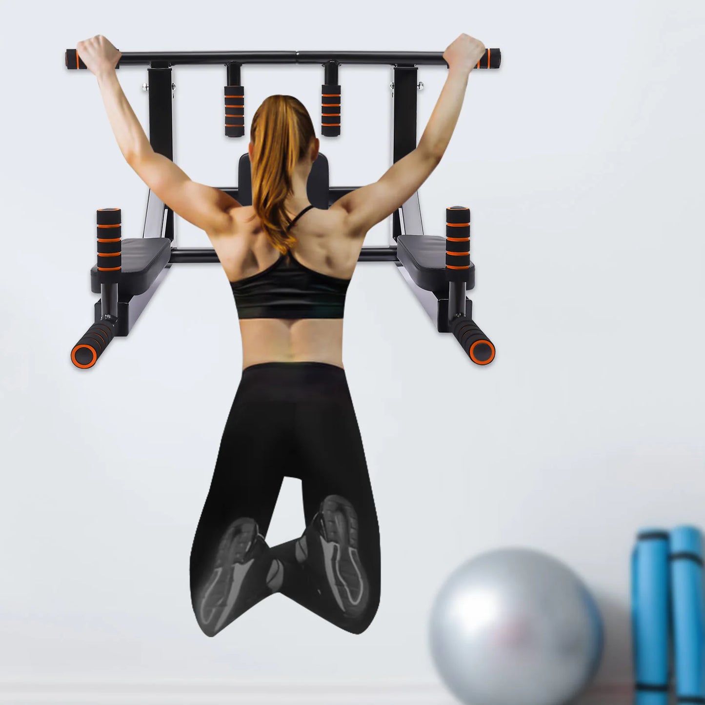 Wall Mounted Pull Up Bar And Dip Station For Gymnasium