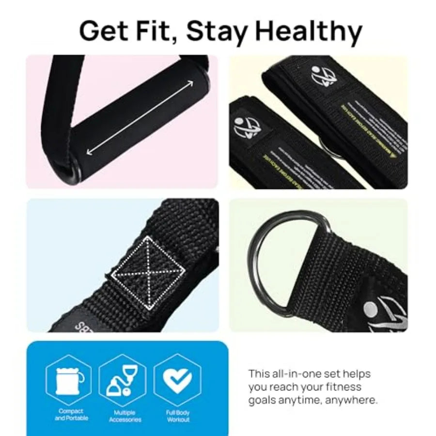 Resistance Band Set, 150 LBS Stackable Workout Bands for Strength Training, Yoga, Pilates, and Full Body Workout, Includes Door