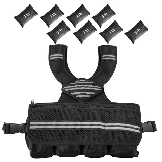 Adjustable Neoprene Weighted Vest Workout Weight Vest w/Reflective Strips&Pockets for Men/Women Running Walking Gym & Training