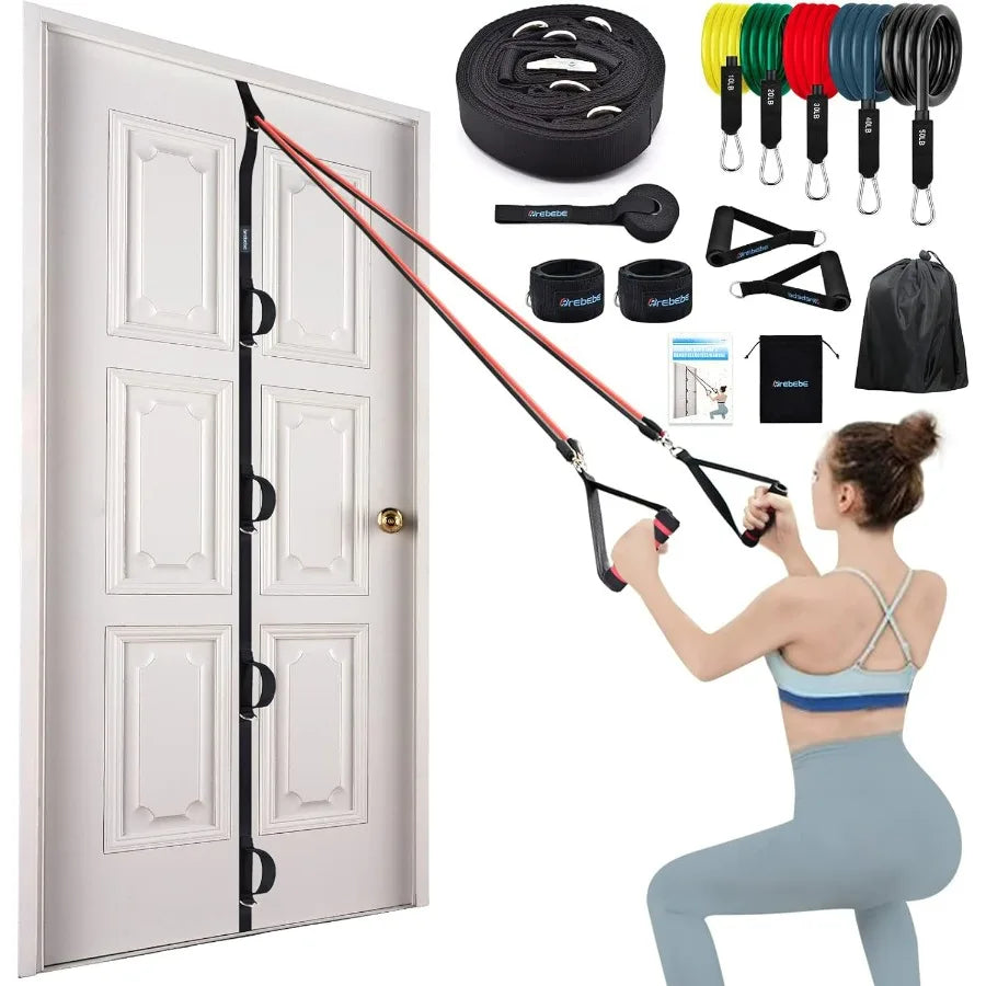 Door Anchor Strap for Resistance Bands Exercises, Multi Point Anchor Gym Attachment for Home Fitness, Portable Door Band Resista