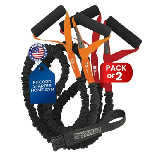 American Made Resistance Bands 2 Pack with Door Anchor- Home Workout Equipment Set - Secure & Durable, Body Stretching & Strengt