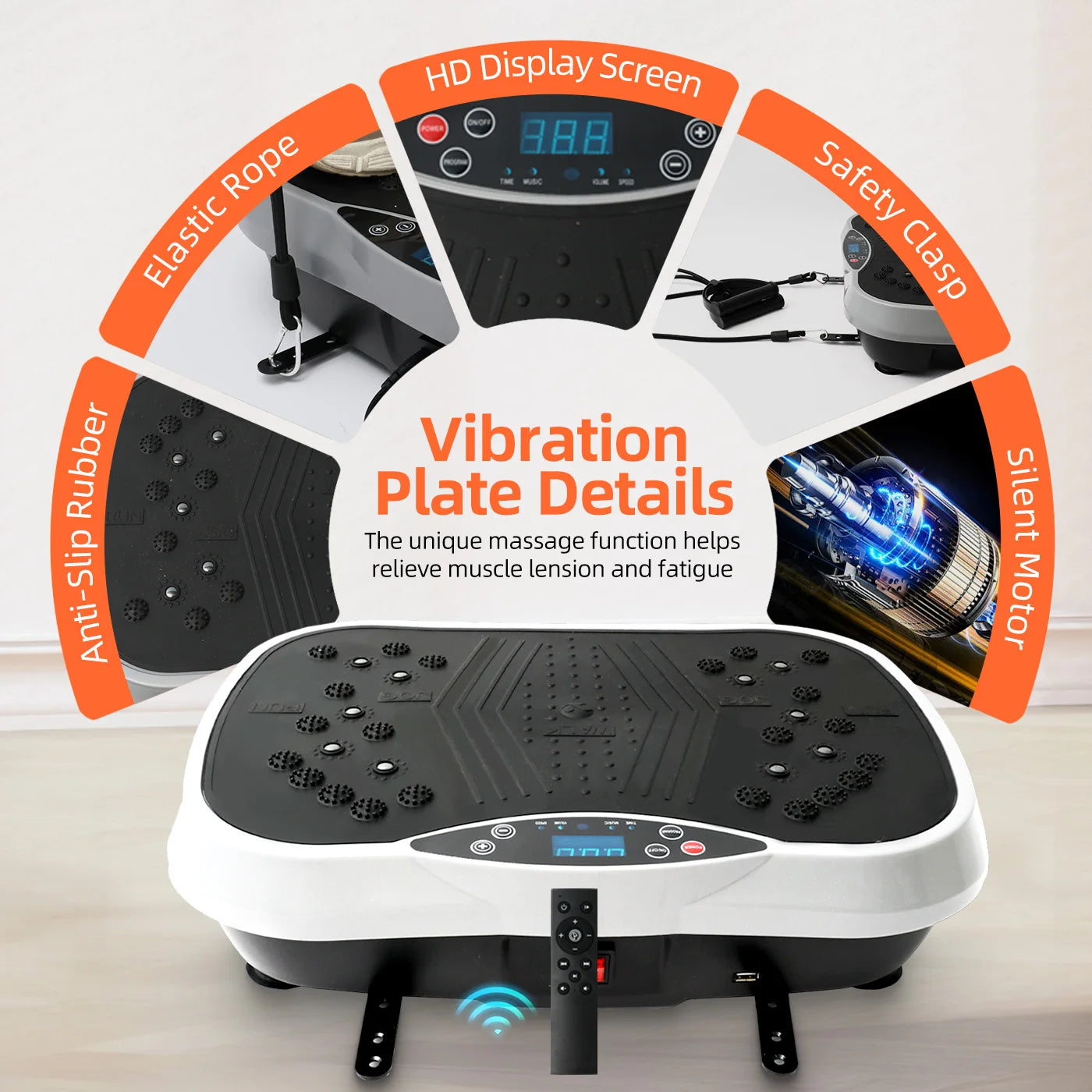 Vibration Plate Exercise Machine Portable Full-Body Workout Training Fat Burning Bluetooth Remote Control Weight Loss Shaping