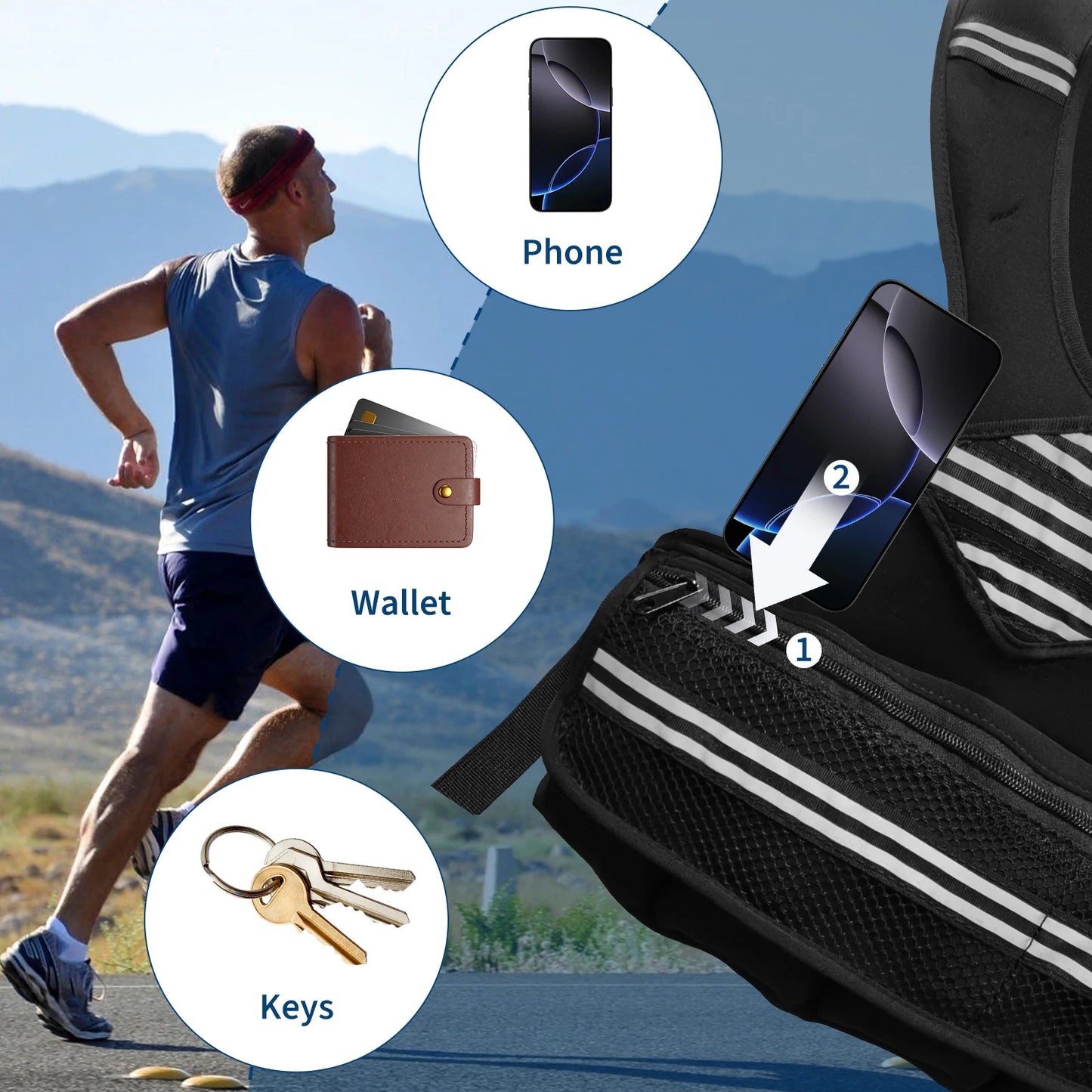 Adjustable Neoprene Weighted Vest Workout Weight Vest w/Reflective Strips&Pockets for Men/Women Running Walking Gym & Training
