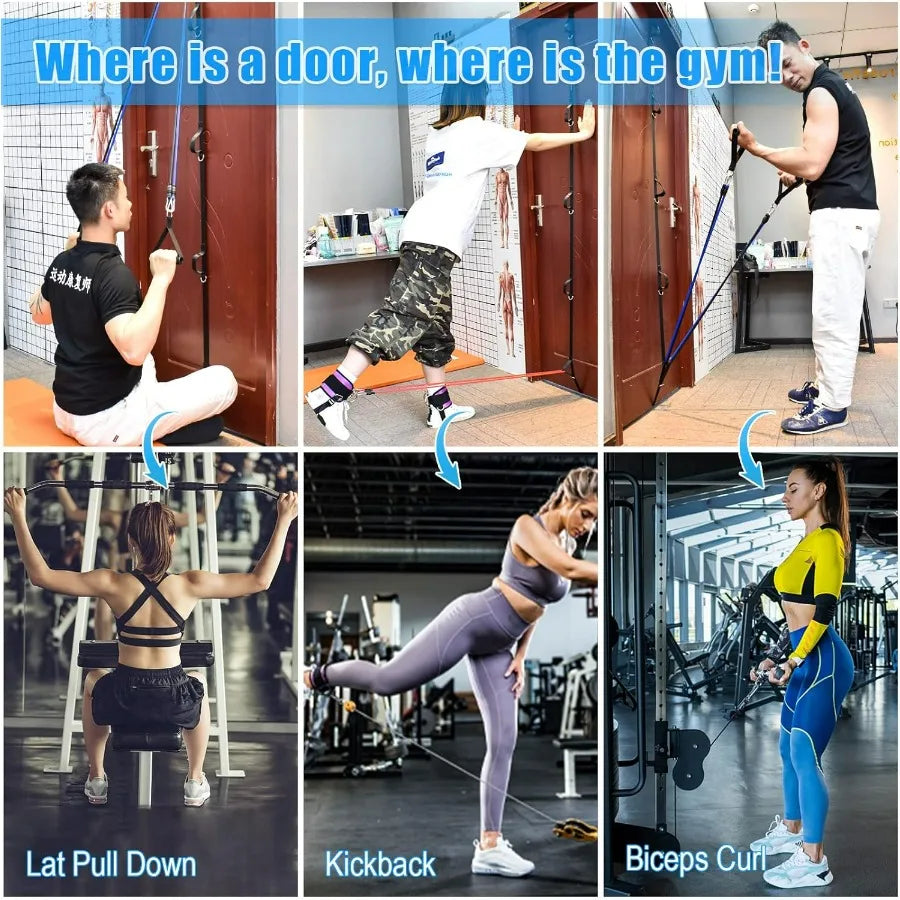 Door Anchor Strap for Resistance Bands Exercises, Multi Point Anchor Gym Attachment for Home Fitness, Portable Door Band Resista