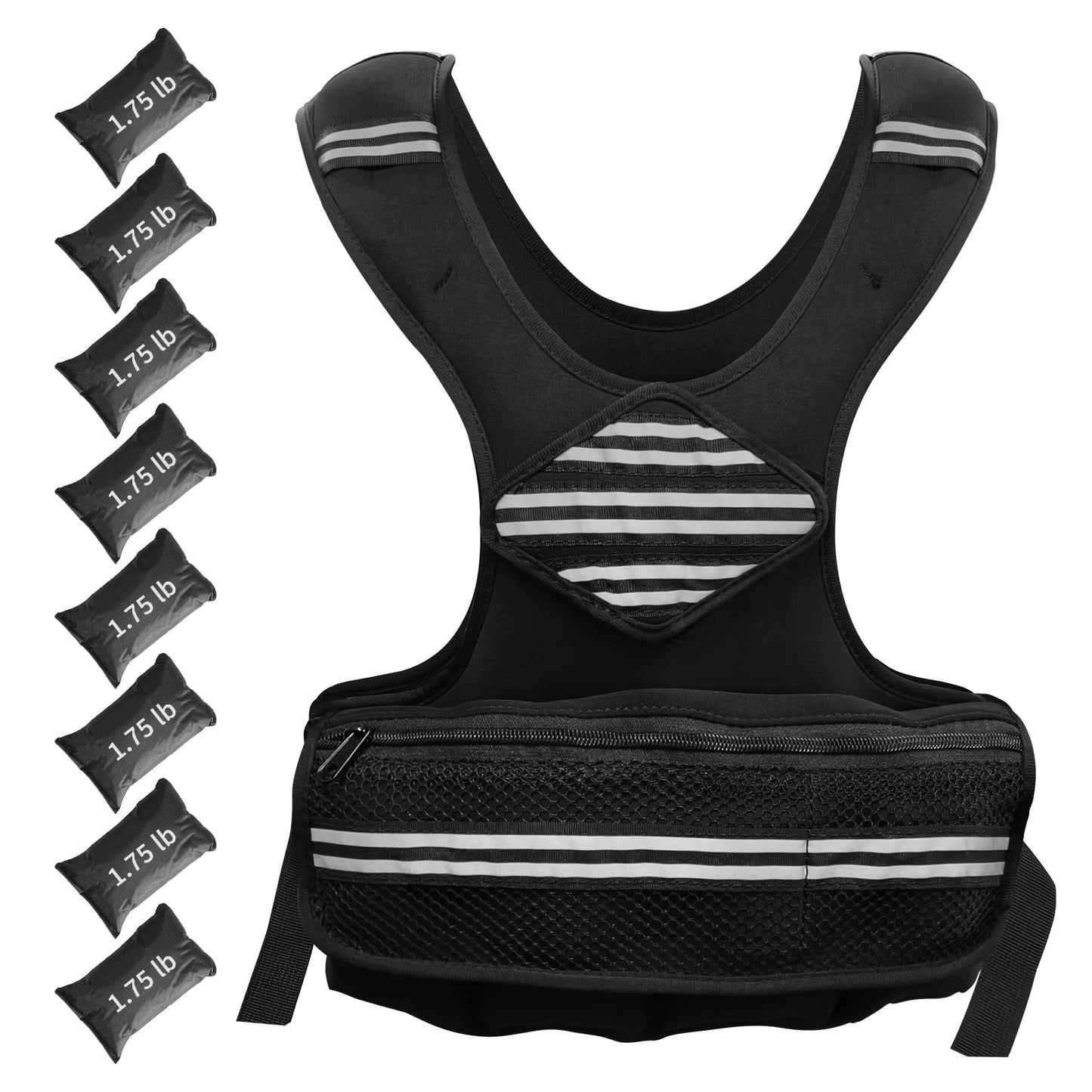 Adjustable Neoprene Weighted Vest Workout Weight Vest w/Reflective Strips&Pockets for Men/Women Running Walking Gym & Training