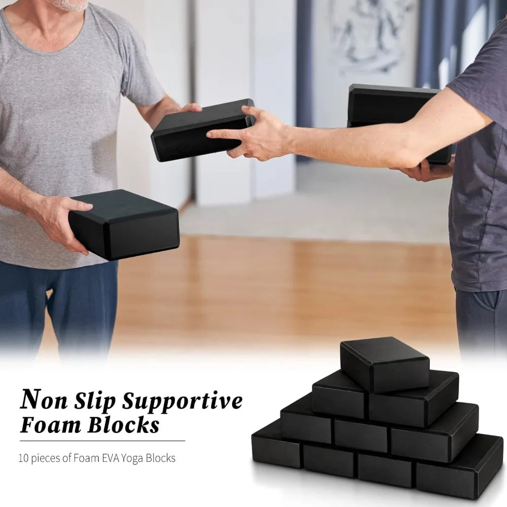 10 Pcs Foam EVA Yoga Blocks Lightweight Non Slip Supportive Yoga Bricks for Pilates Stretching and Meditation