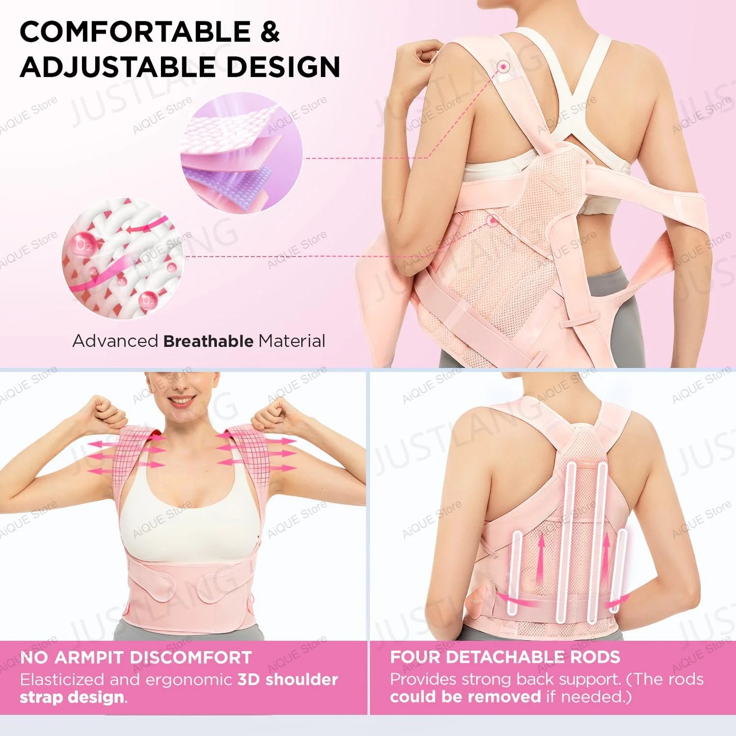 Posture Corrector Adjustable Back Support Belt Spine Alignment Unisex