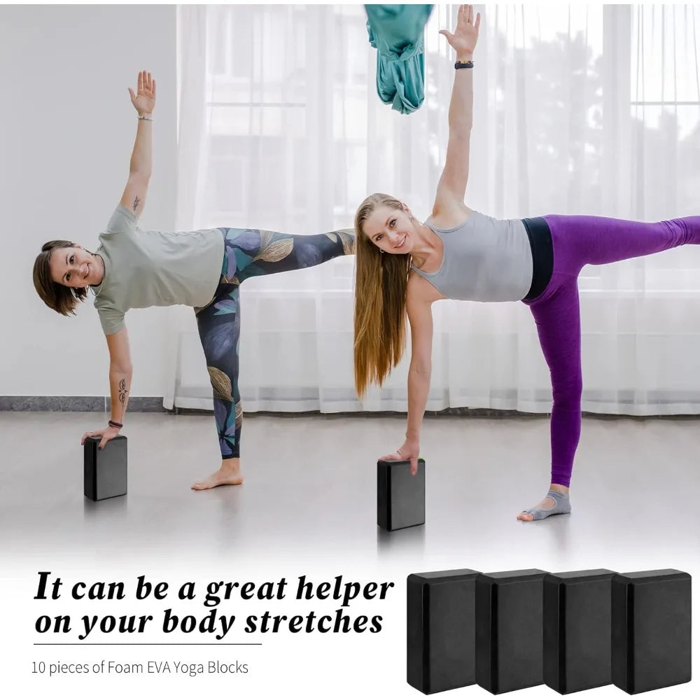10 Pcs Foam EVA Yoga Blocks Lightweight Non Slip Supportive Yoga Bricks for Pilates Stretching and Meditation