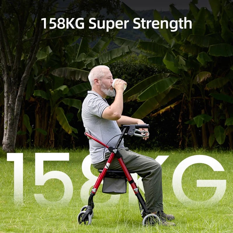 Maidesite Rollator Walker With Seat And Ergo Backrest