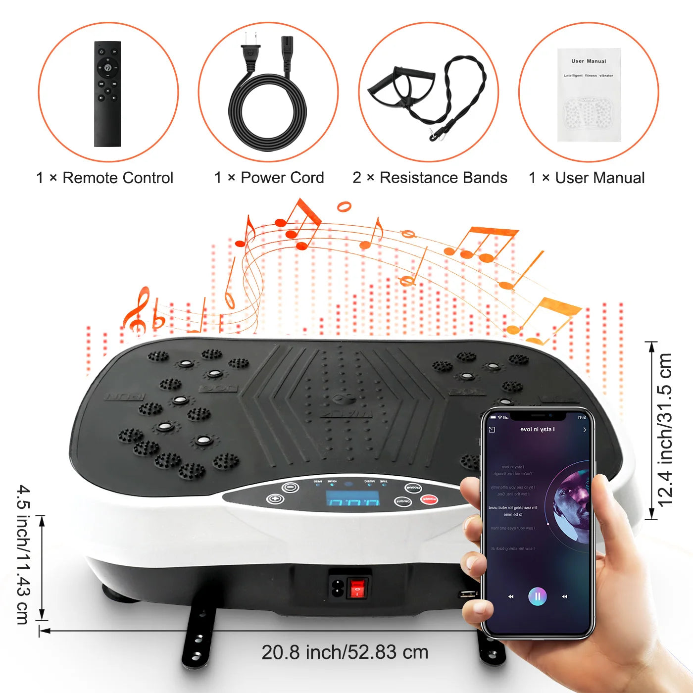 Vibration Plate Exercise Machine Portable Full-Body Workout Training Fat Burning Bluetooth Remote Control Weight Loss Shaping