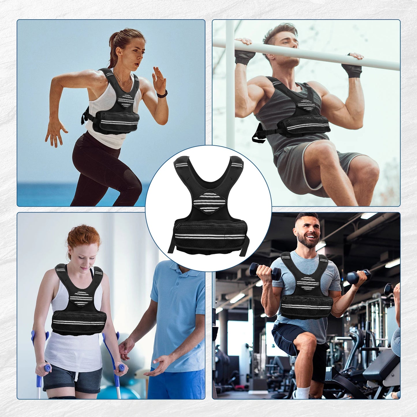 Adjustable Neoprene Weighted Vest Workout Weight Vest w/Reflective Strips&Pockets for Men/Women Running Walking Gym & Training