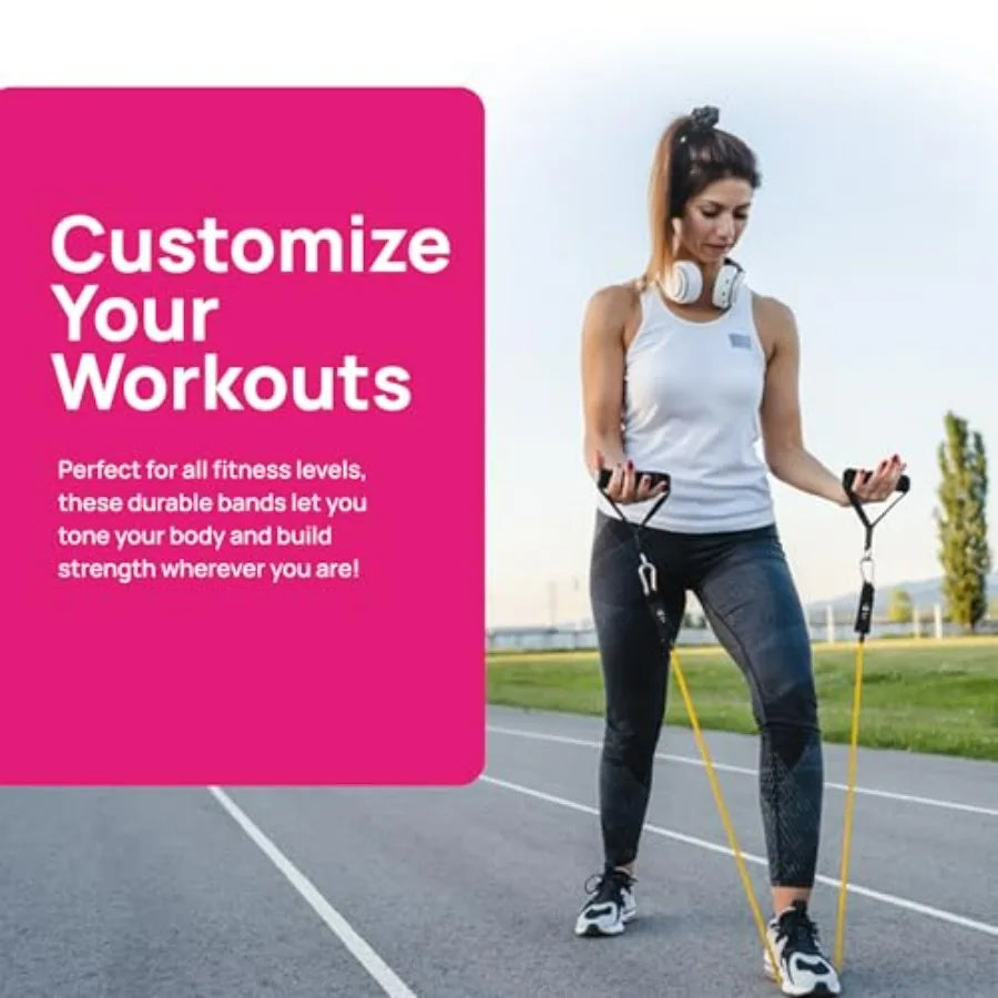 Resistance Band Set, 150 LBS Stackable Workout Bands for Strength Training, Yoga, Pilates, and Full Body Workout, Includes Door