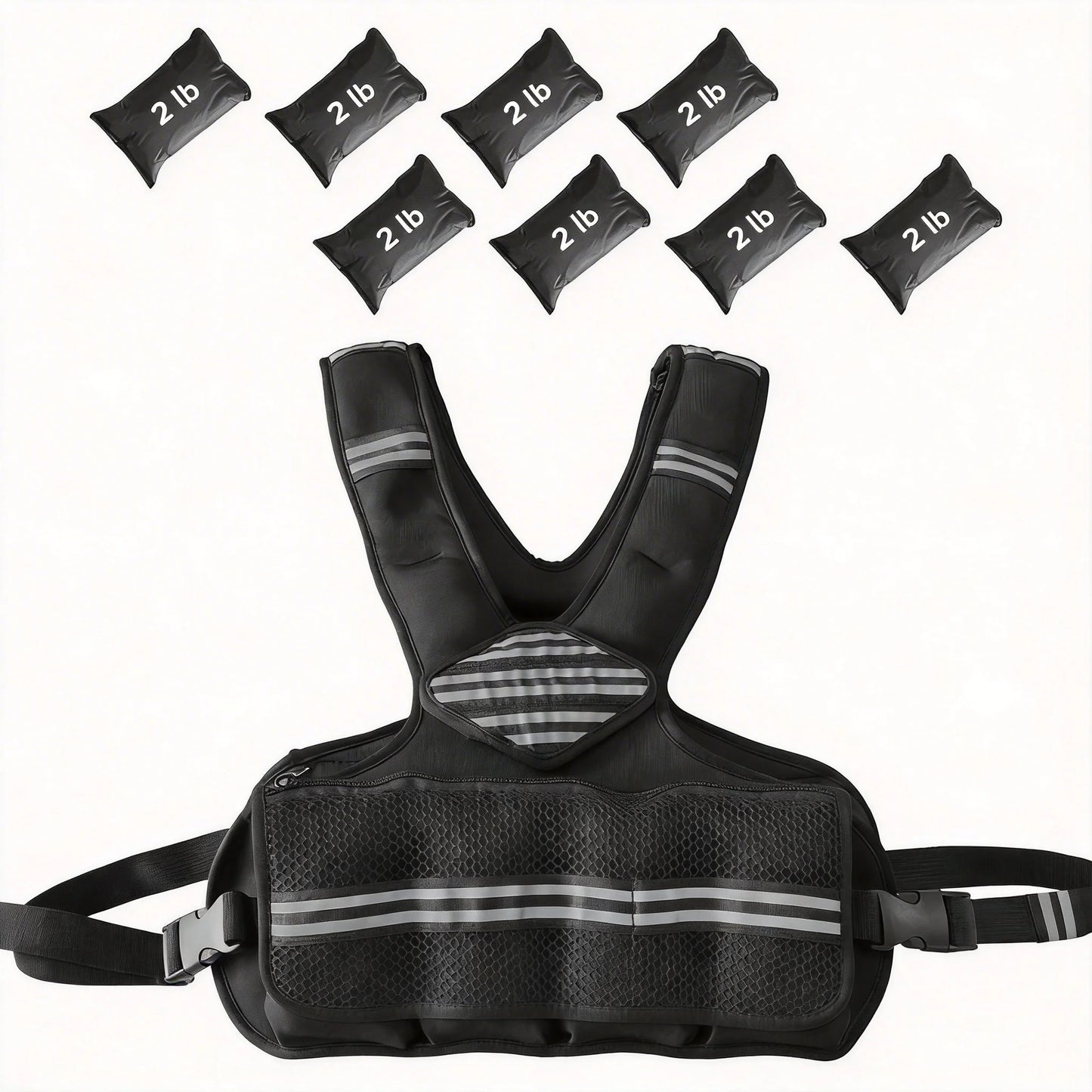 Adjustable Neoprene Weighted Vest Workout Weight Vest w/Reflective Strips&Pockets for Men/Women Running Walking Gym & Training